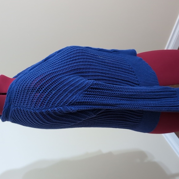 Loft| Blue Long Sleeved Light Knit Cardigan Cotton - Picture 5 of 12